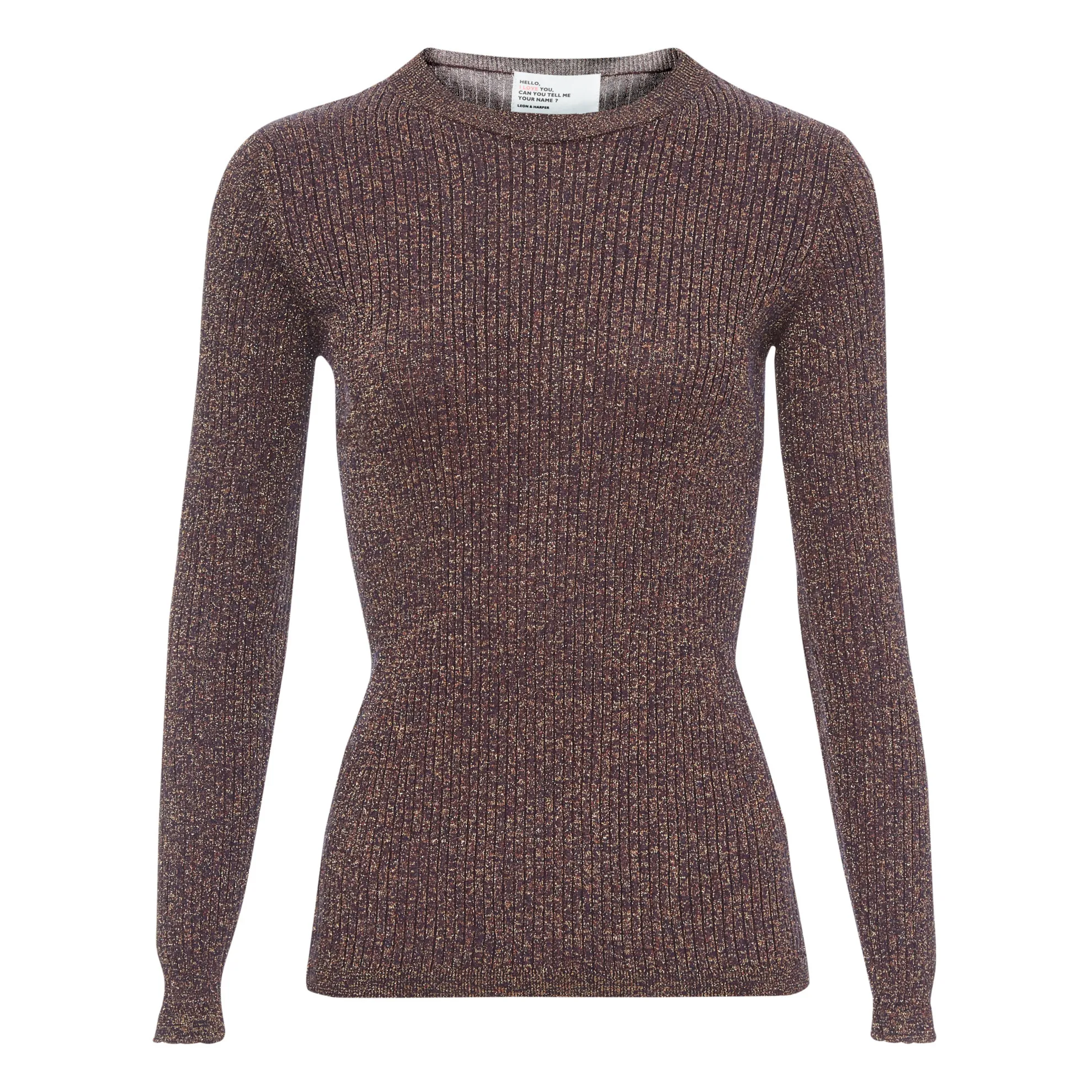 Leon & Harper Plum Mela Metallic Thin Sweater