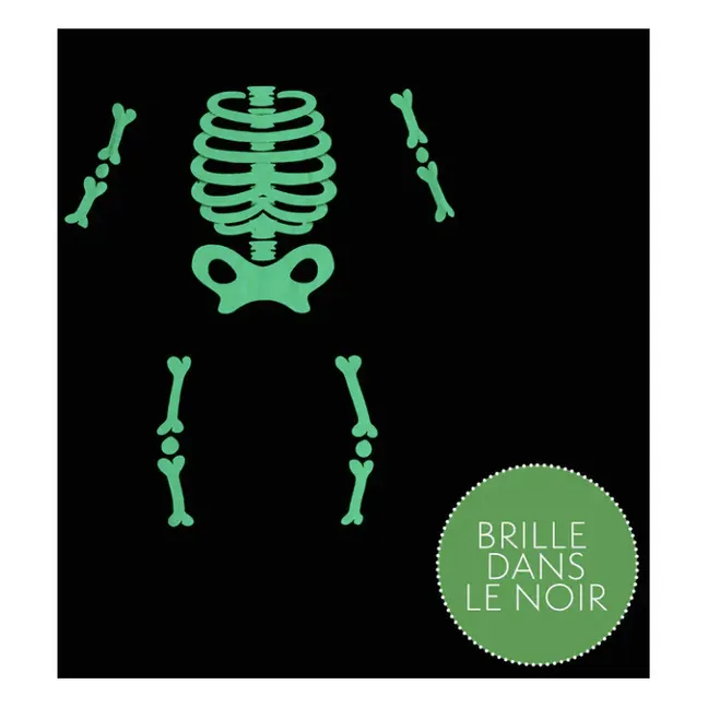 Pyjama Une Pièce Coton Bio Squelette Phosphorescent | Noir