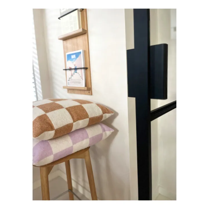 Housse de coussin en laine Damier | 	Lilas- Image produit n°1