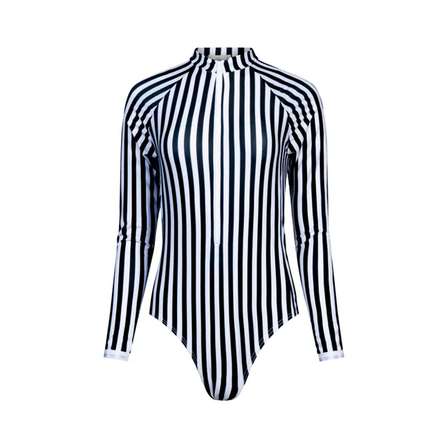 Grande Palombaggia 1-Piece Anti-UV Striped Swimsuit | White