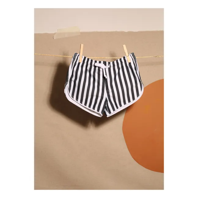 UV-Badeshorts Flamingo gestreift | Schwarz