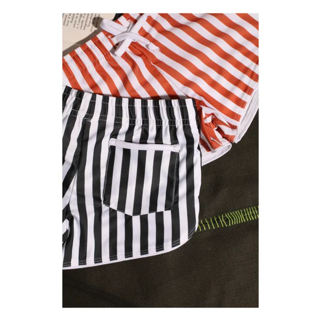 UV-Badeshorts Flamingo gestreift | Schwarz