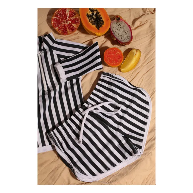 UV-Badeshorts Flamingo gestreift | Schwarz