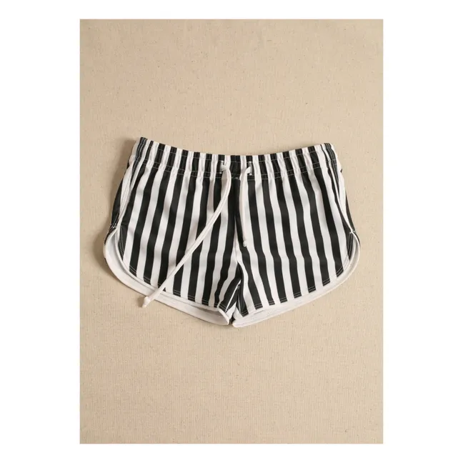 UV-Badeshorts Flamingo gestreift | Schwarz