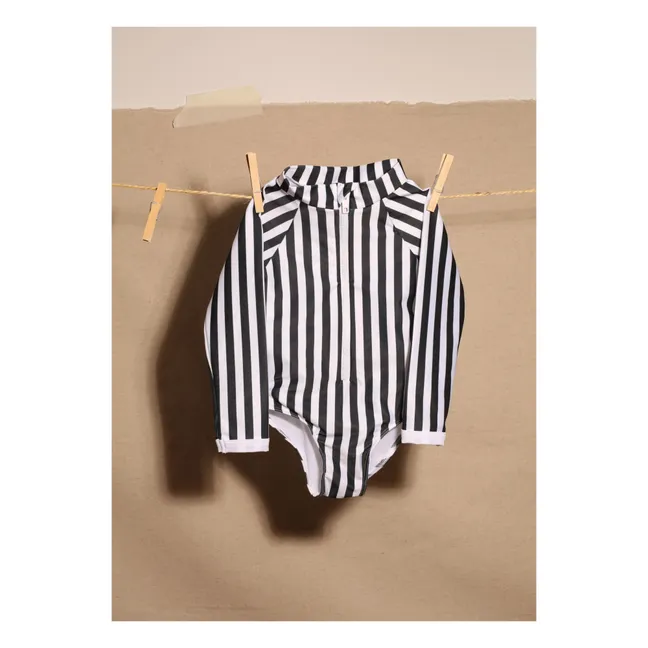 Palombaggia Striped 1-Piece Anti-UV Swimsuit | Black