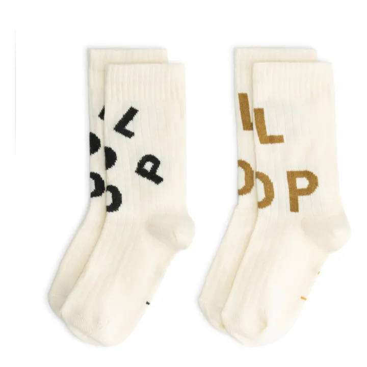 Lote de 2 pares de calcetines acanalados de algodón ecológico | Crudo- Imagen del producto n°0