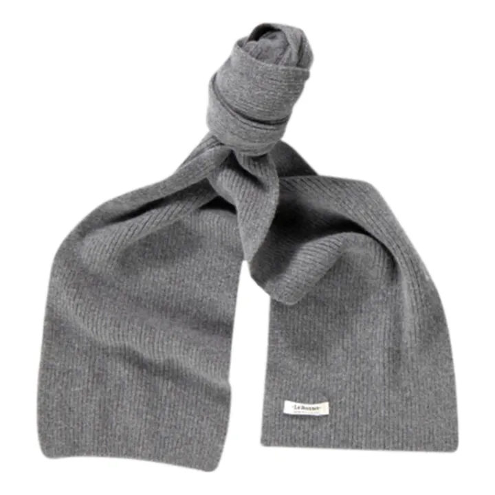 Wool and Angora Scarf | Charcoal grey- Product image n°0