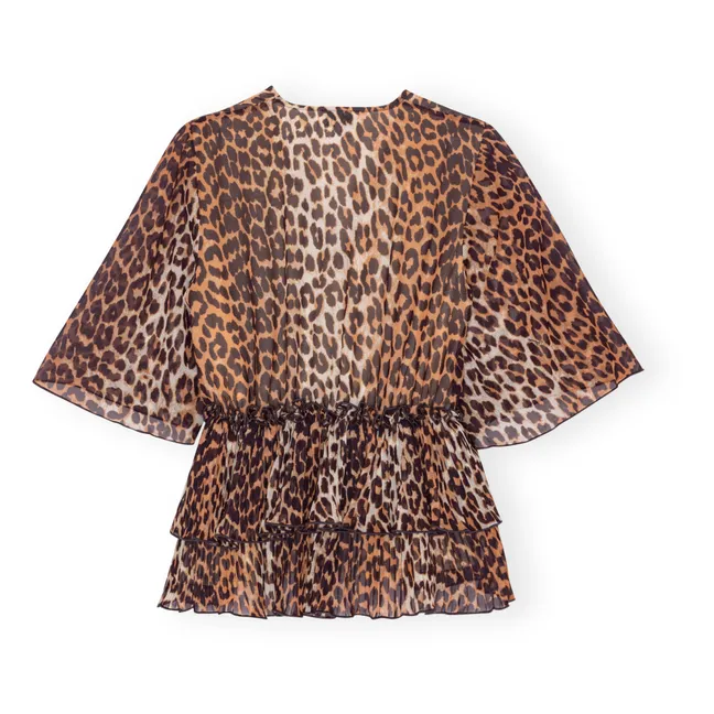 Blusa Georgette Fibras recicladas | Leopardo