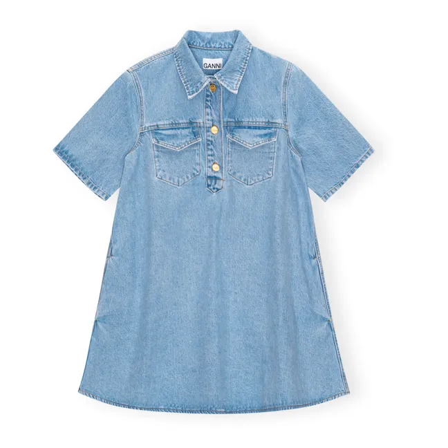Cutline Denim Organic Cotton Dress | Mid Blue