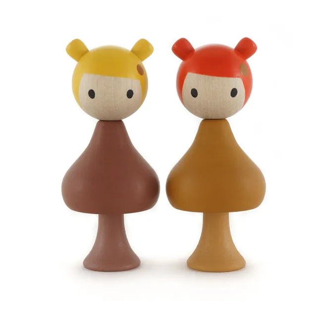 Figuras de madera Gaia y Mimi