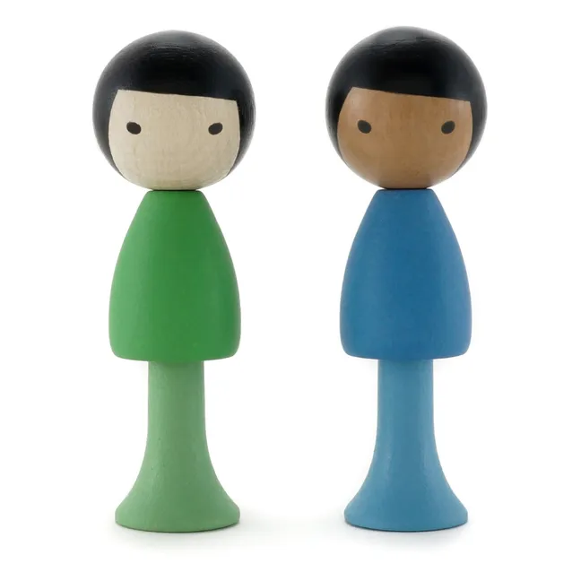 Figuras de madera Tai y Nico