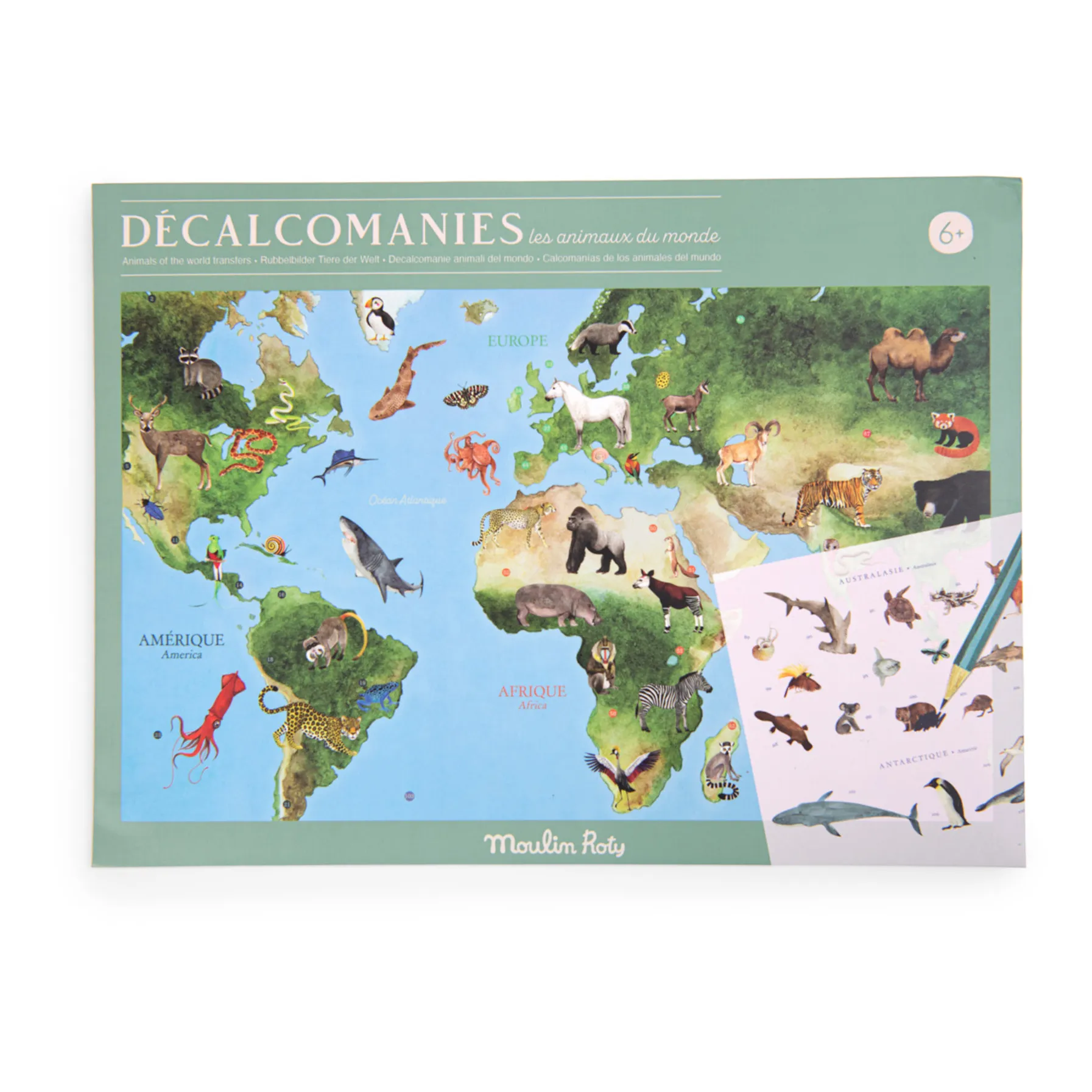 Moulin Roty Multicoloured World Map With Decals
