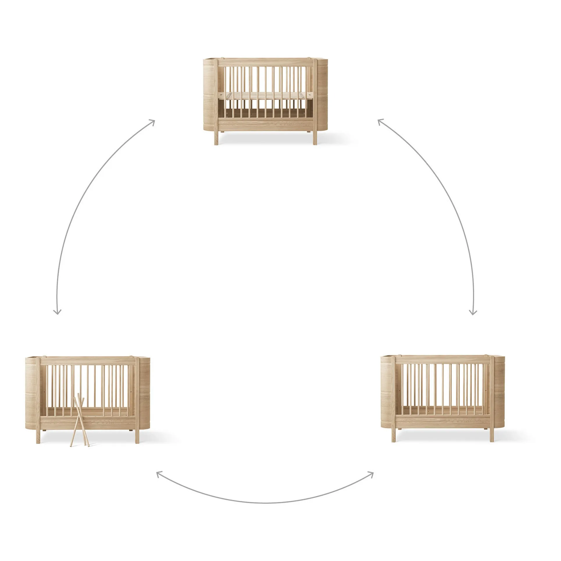 Lit bébé évolutif Wood Mini+ sans kit junior | Chêne- Image produit n°3