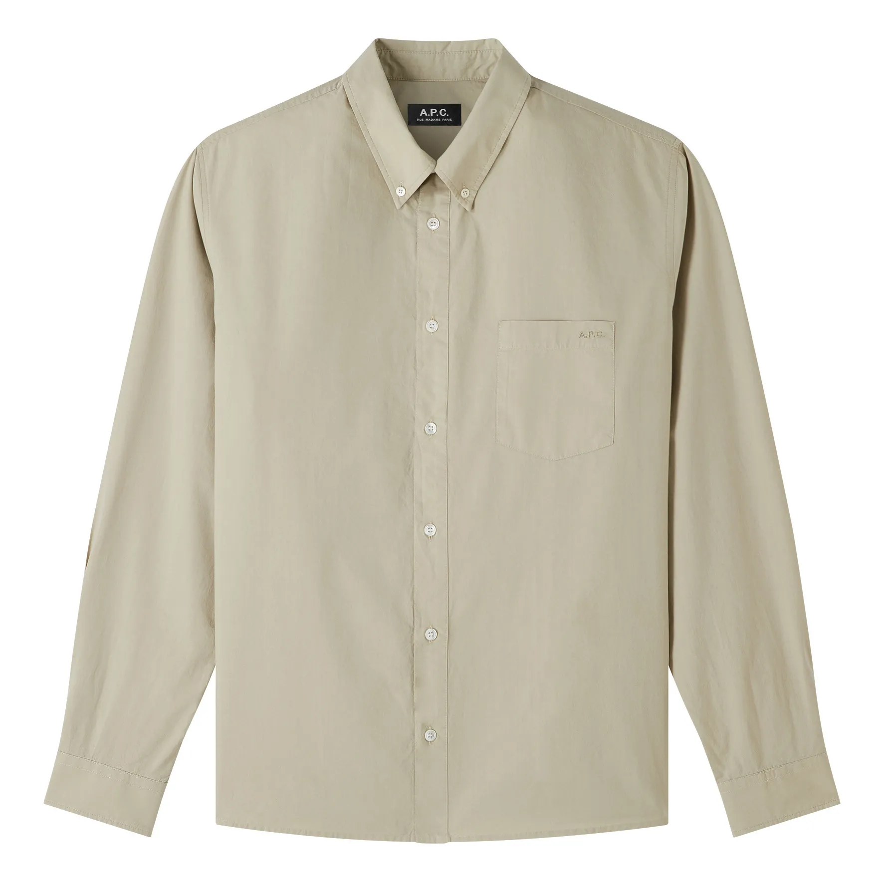 A.p.c. Pale Green Edouard Logo Organic Cotton Shirt
