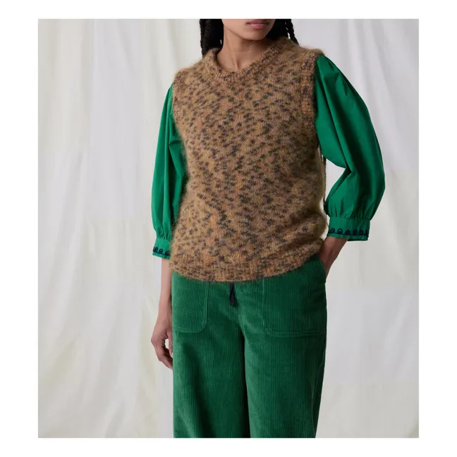 Maleo Leopard Kid Mohair and Merino Sleeveless Sweater | Beige