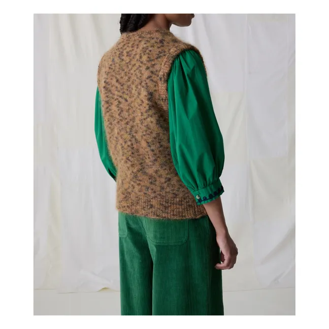 Maleo Leopard Kid Mohair and Merino Sleeveless Sweater | Beige