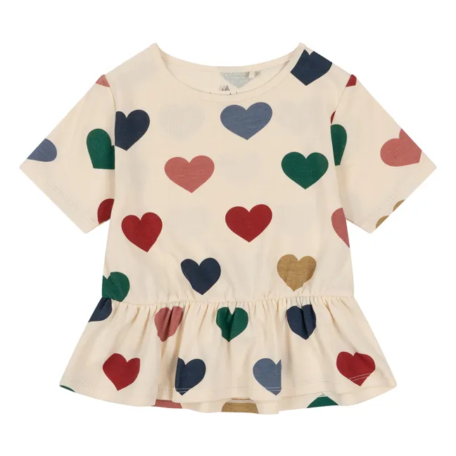 Maglietta in cotone organico Hearts | Ecru