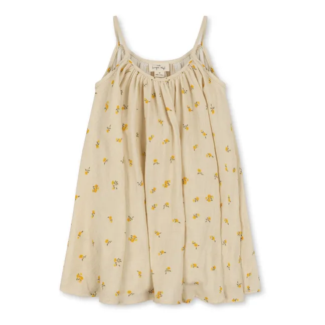Coconut strapless dress in organic cotton | Yellow