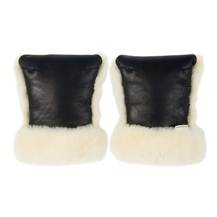 Lambskin stroller mittens | Milk- Product image n°0
