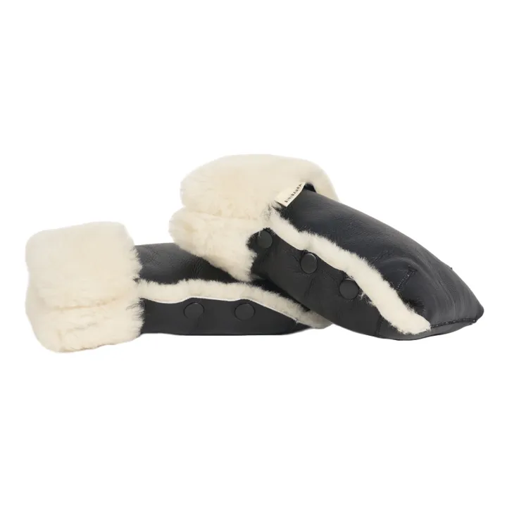 Lambskin stroller mittens | Milk- Product image n°3