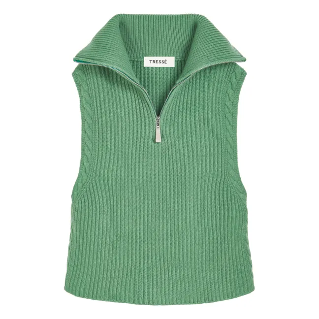 Ärmelloser Pullover Malou aus Merinowolle | Grün