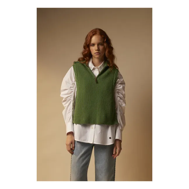 Malou Sleeveless Merino Wool Sweater | Green