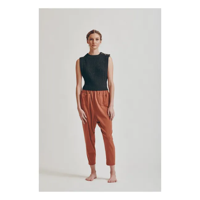 ärmelloser Pullover aus Merino Everdine - Damenkollektion  | Kohle