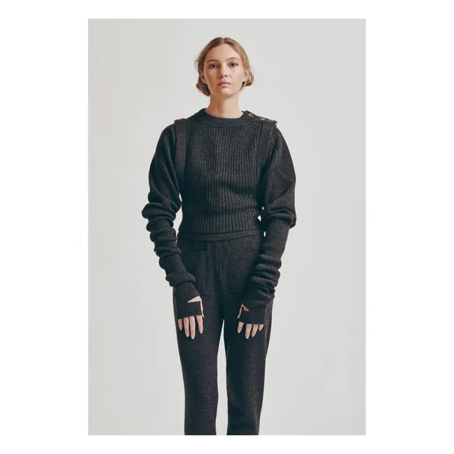 ärmelloser Pullover aus Merino Everdine - Damenkollektion  | Kohle