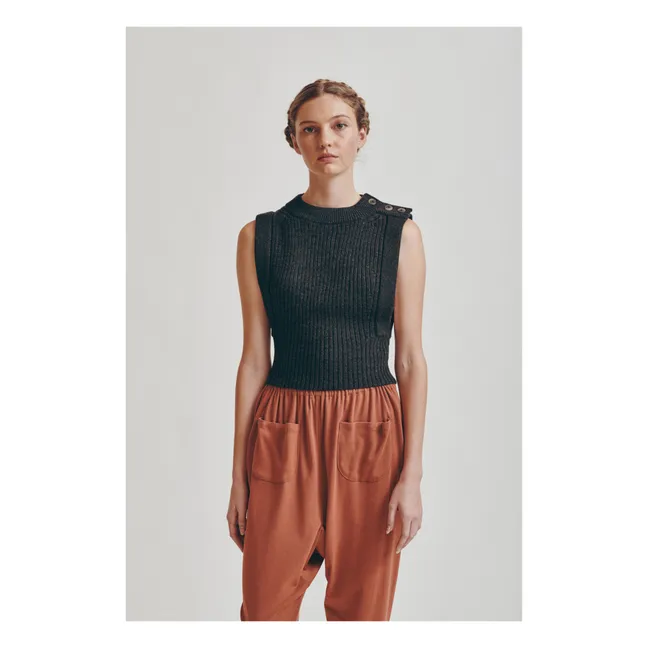 ärmelloser Pullover aus Merino Everdine - Damenkollektion  | Kohle