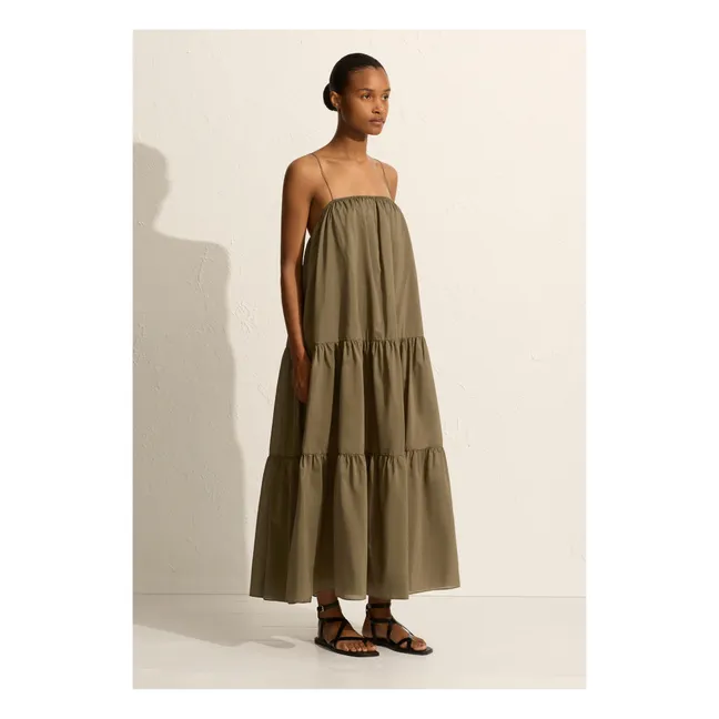 Voluminous Tiered Dress | Olive green
