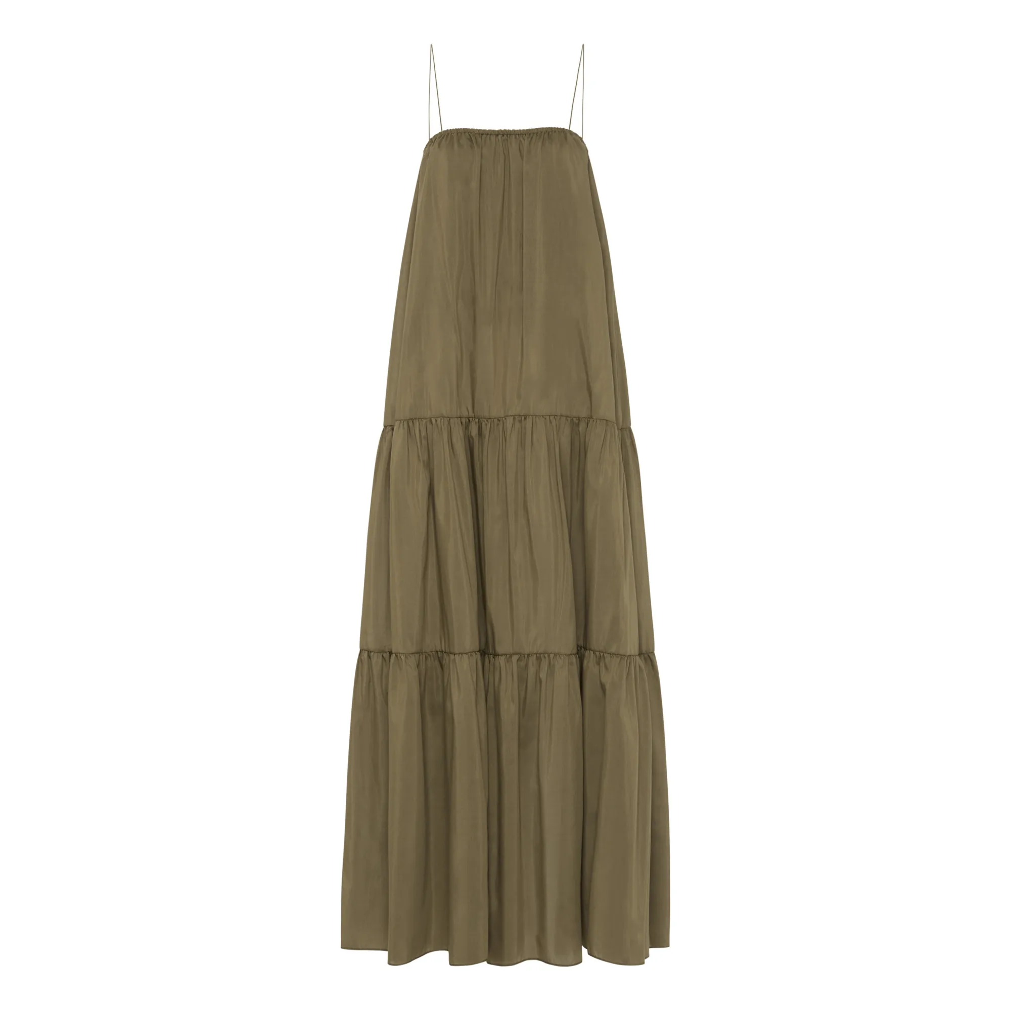 Matteau Olive Green Voluminous Tiered Dress