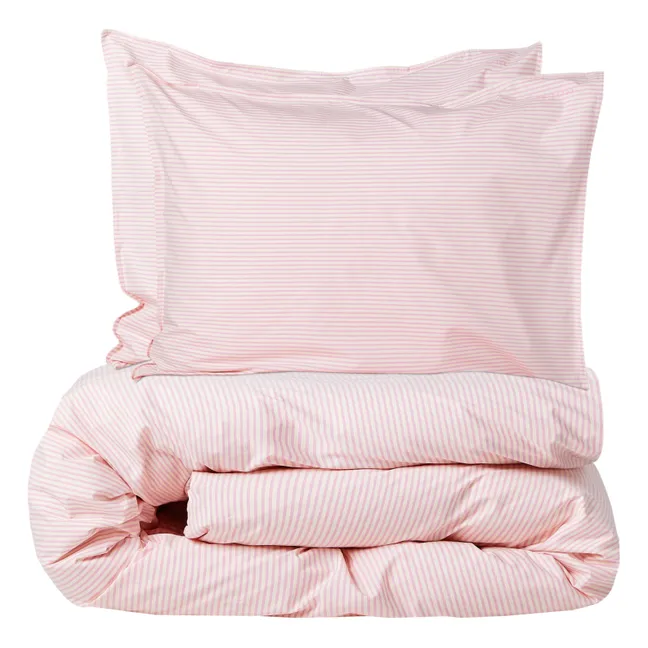Duvet Cover Striped in Organic Cotton | Pink