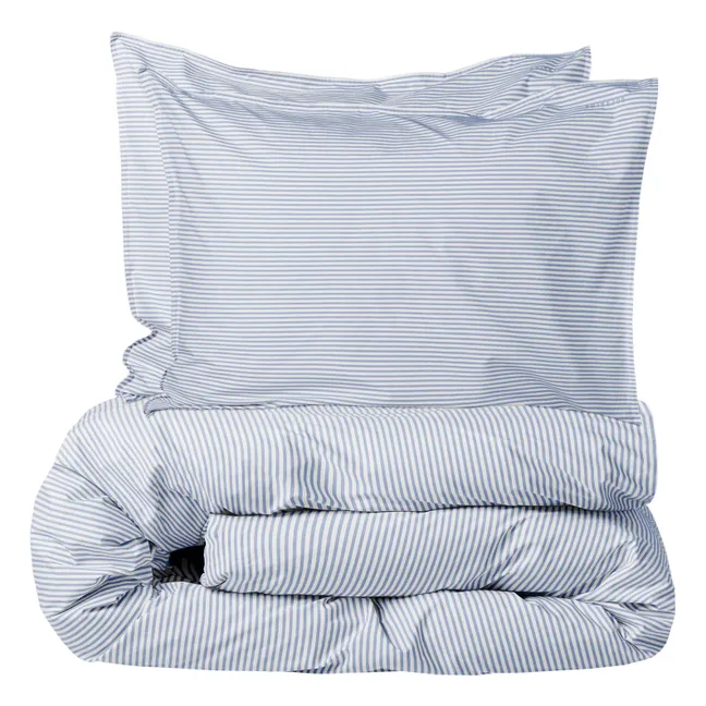 Bettbezug Striped aus Bio-Baumwolle Noemie | Blau