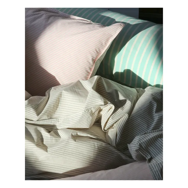 Funda de almohada a rayas de algodón ecológico - Lote de 2 | Rosa
