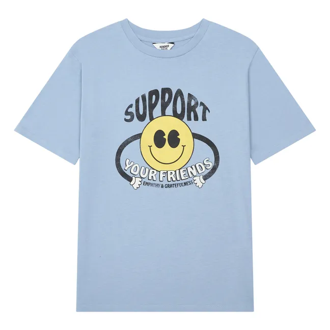 Camiseta de manga corta de algodón ecológico | Azul Gris
