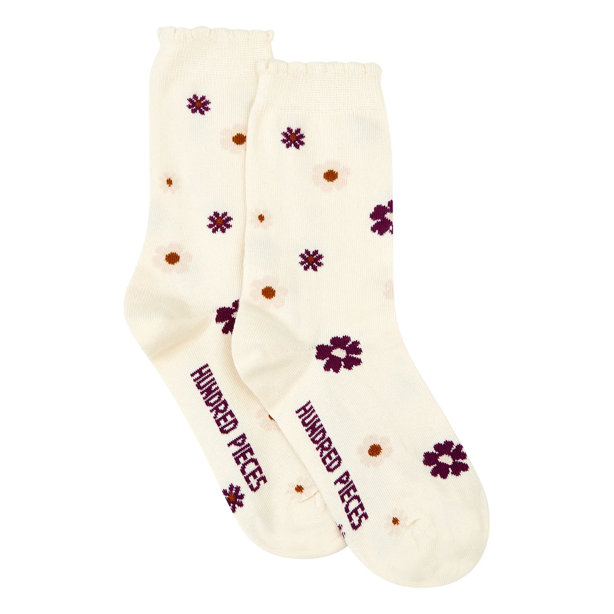 Hundred Pieces Off White Blossom Socks