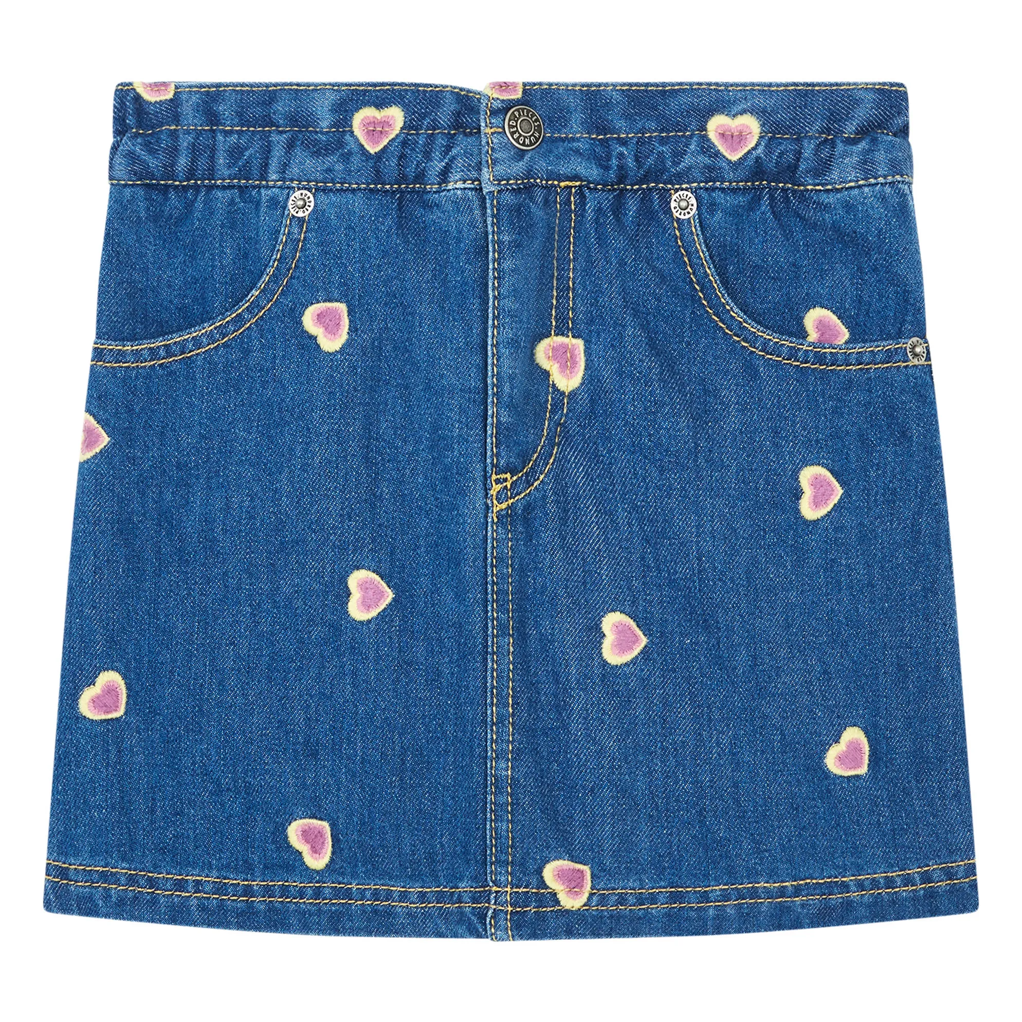 Hundred Pieces Denim Blue Denim Embroidered Short Skirt