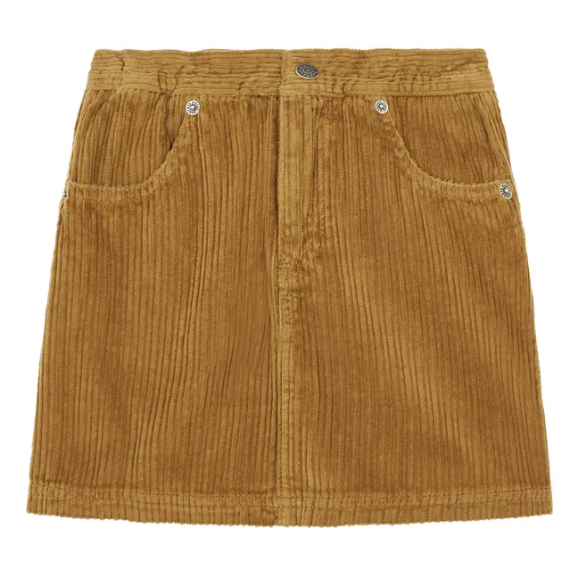 Organic Cotton Velvet Short Skirt | Brown