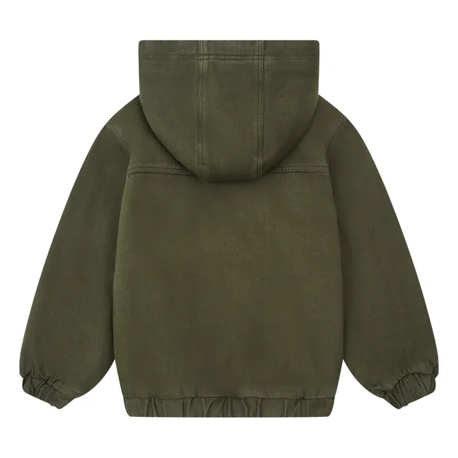 Chaqueta con capucha de algodón ecológico | Verde Kaki