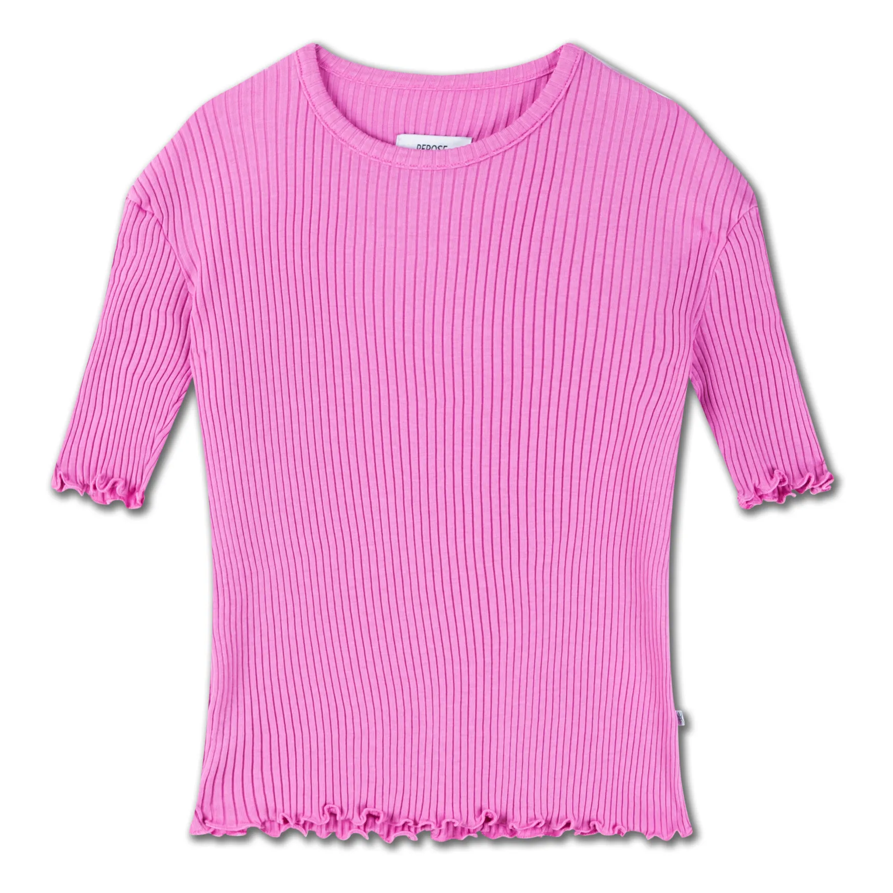 Repose Ams Pink Ribbed Organic Cotton Slim T-Shirt