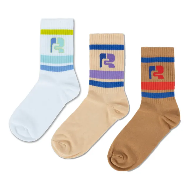 Lote de 3 pares de calcetines con logotipo | Blanco