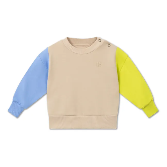 Colorblock organic cotton sweatshirt | Beige