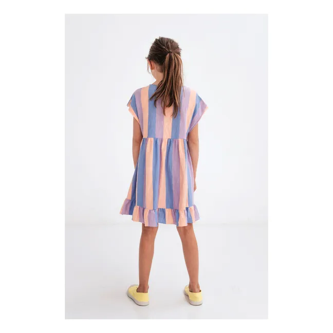 Gestreiftes Kleid aus Bio-Baumwolle | Pfirsichfarben