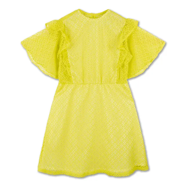 Vestido de volantes de algodón orgánico | Amarillo