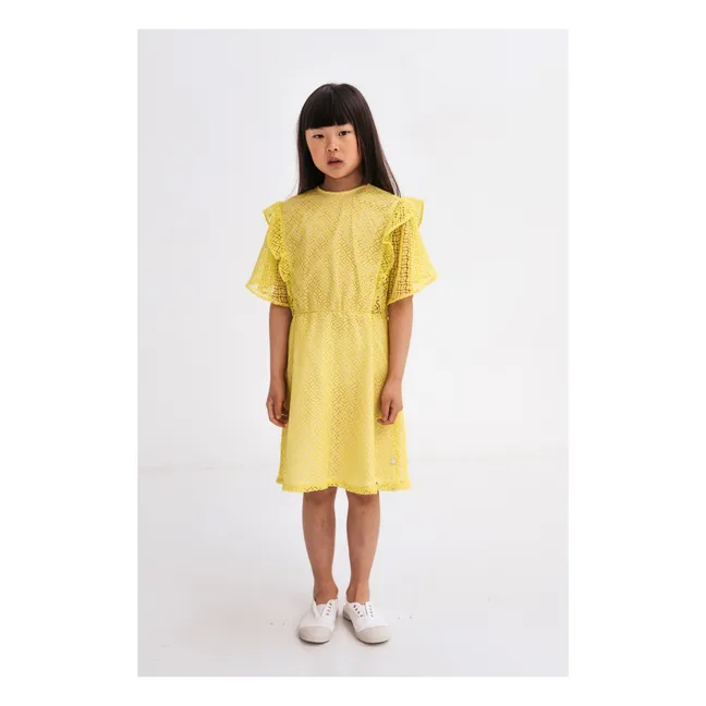 Vestido de volantes de algodón orgánico | Amarillo