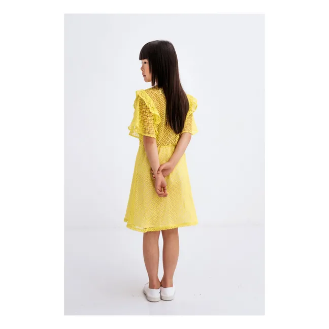 Vestido de volantes de algodón orgánico | Amarillo