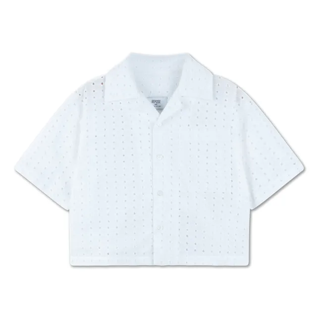 Camicia responsabile in cotone con ricamo anglaise | Bianco