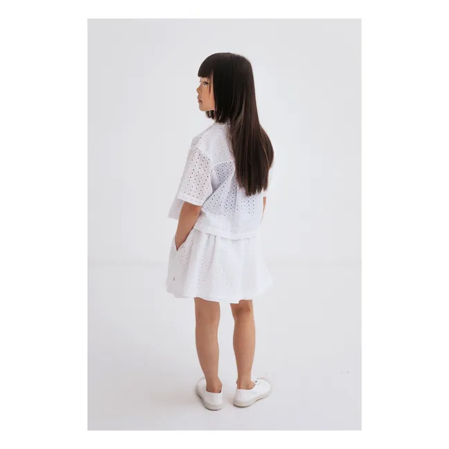 Chemise Cropped Coton Responsable Broderie Anglaise | Blanc