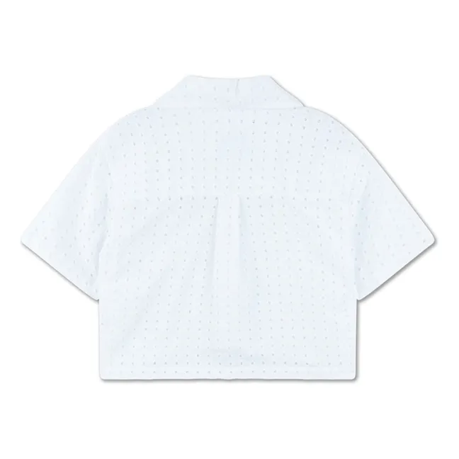 Cropped Hemd Baumwolle Verantwortlich Englische Stickerei | Weiß