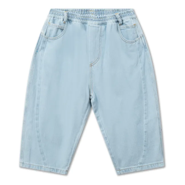 Wide Cotton Recycled Jeans | Light blue